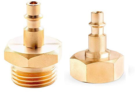 Lead-Free Brass Winterize Sprinkler Systems Blowout Plug Quick Connect Air Compressor 1/4 Adapter | Fits Garden Hose 3/4 Threading Water Blowout Adapter Fitting to RV and Campe (2)