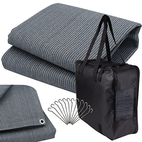 Vorzeltteppich + Heringe + Tasche - 200x400 GRAU-BLAU - Zeltteppich Zeltunterlage Outdoor Camping Vorzelt Campingteppich Vorzeltboden