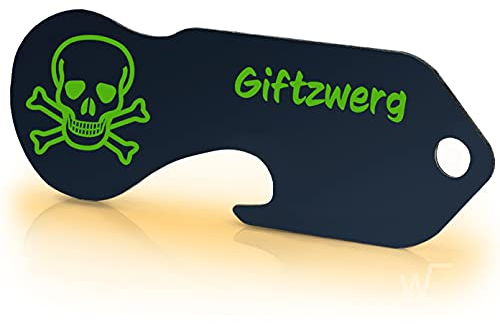 Einkaufswagenlöser ® Giftzwerg/Entriegler für Einkaufswagen – inkl. 1 Jahr Schlüsselfundservice/Einkaufswagenchip abziehbar/Einkaufschip zum rausziehen/Schlüsselanhänger Metall / 1 Stück