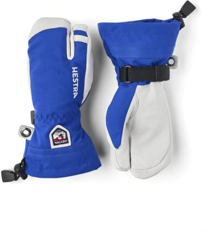 HESTRA Jungen Kid's Army Leather Heli Ski 3 Finger Handschuhe Blau/Grau 6