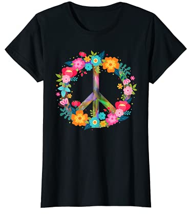 Peace Love T-Shirt Hippie Kostüm Krawatte Stanzform 60er 70er T-Shirt