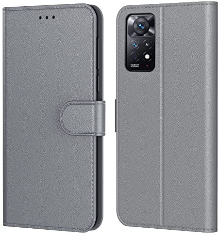 Tenphone Coque pour Xiaomi Redmi Note 11 Pro/Redmi Note 12 Pro 4G (Pas pour Note 12 Pro 5G), Etui Protection Housse Premium en Cuir PU,Pochette Compatible avec Xiaomi Note 11 Pro (Book Gris)