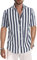 Meilicloth Men's Short Sleeve Shirts Summer Striped Casual Shirt Button Down Regular Fit Tops, Top for Long Lasting Comfort Blue
