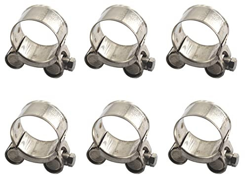 (Pack of 6) Size 26-28mm T-Bolt Hose Clamp 304 Stainless Steel Tube Clamps Pipe Clamp