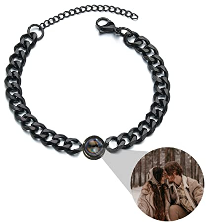 Liskanap Personalisiertes Foto Projektion Armband Bild Armband Ich liebe dich Armband 100 Sprachen Erinnerung an die Liebe Weihnachten Geburtstag Geschenke Für Männer Hip-Hop-Schmuck