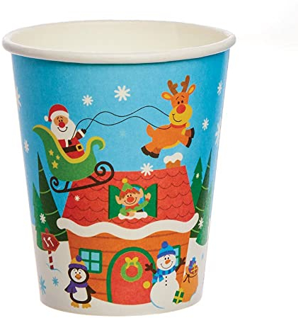 Baker Ross FX306 Bicchieri di Carta Natalizi - Confezione di 10, Decorazione da Tavola Natalizia