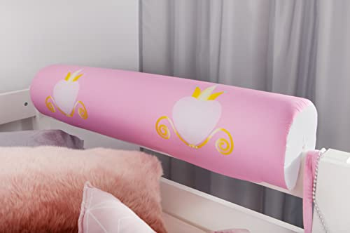 TiCAA Bettkantenschutz für Kinderbetten 90 cm breite, Prinzessin, rausfallschutz mit Bezug für bettgitter, Bettrahmen, Kantenschutz für Kinder Babybett