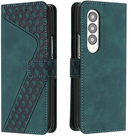 OKZone Compatible With Samsung Galaxy Z Fold 4 Case, Wallet Case PU Premium Leather with Card holder Slots Magnetic Shockproof Flip Cover Bookstyle Phone Cases Cover for Samsung Z Fold 4 (Green)