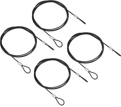 PATIKIL 3.3Ft Safety Cable Lock, 4 Pack Stainless Steel 2mm Dia Security Wire Rope with Double Loop for Stage Lighting Luggage Lock Black