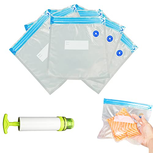 Floatdream 10PCS Sac Sous Vide Alimentaire Réutilisable, Sac Compression, Sac Congelation Avec Pompe A Vide, Pour La Conservation des Aliments, La Cuisson Sous Vide