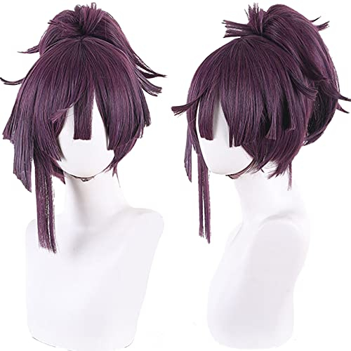 Anime lila Cosplay-Perücken Rollenkostüm Perücke kurzes Haar mit Pferdeschwanz für Frauen Halloween-Party Cos