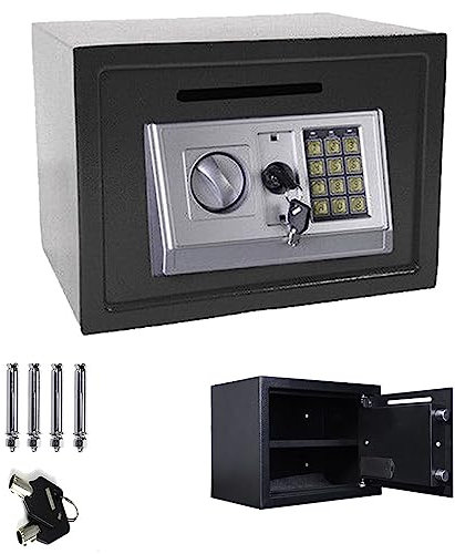 Portable Safe Box Money Security Box, 4.6L-230x170x170mm Digital Keypad Safe Box, Solid Steel Electronic Digital Safe, 3-8 Digits Security Code Safety Lock Box for Home Hotel Offic Business Jewelry