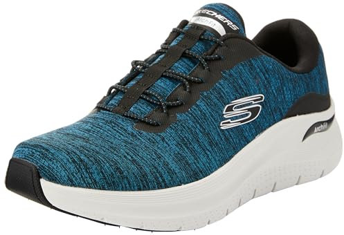 Skechers Arch Fit 2.0 Upperhand, Sin Cordones Hombre, Teal Mesh Synthetic Black Trim, 40 EU