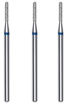 STALEKS PRO set 3 fresas de diamante para uñas, 8x1.4 mm. Forma de cilindro redondeado (Grano Medio)