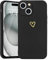 Wirvyuer Kompatibel mit iPhone 15 Handyhülle Mädchen Hülle Gold Liebesherz Weich Silikon Case Süßes Gold Love Slim Stoßfest Schutzhülle für iPhone 15 Schwarz