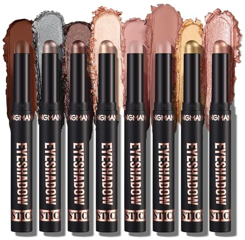 Joyeee Matitone Ombretto Occhi, 8 Colori Crema Impermeabile Ombretto Stick, Matita Occhi Perlato, Brillantemente Lunga Durata Shimmer Penna Ombretti
