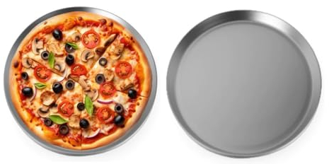 Be Charmed Pizza Pan Tin Tray Quiche Stone Bake Round Pans Traditional Steel Crisper Chip Ware Trays Cooker Tins Plate Cooking Reusable Oven Safe Evenly Heats for Golden Brown Baking (1 PC)