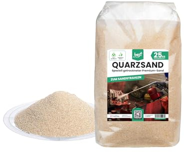 Best For Home - sabbiatura | sabbia al quarzo per sabbiatura | sabbia di quarzo 25 kg (0,2-0,8) granulato di sabbiatura | Sabbia per sabbiatura | Efficace irraggiamento riutilizzabile, ideale per