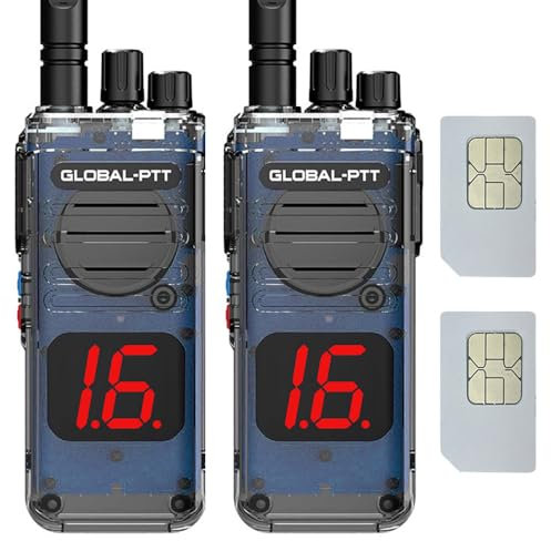 Wurui G5 Global-ptt 4G POC walkie Talkie for Adults Long Range intercom 5000 Miles Distance Network Two Way Radio work team communication professional job unlimit distance (2transparentGPSwithSIM)