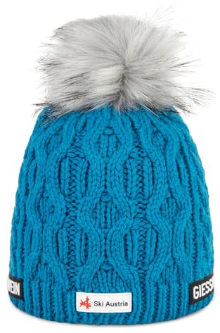 GIESSWEIN Ski Austria Beanie Hirschenkogel - Merino Mütze Herren & Damen, Fleece gefütterte Wintermütze Damen, ÖSV Haube Herren, Mütze Damen mit Bommel, warme Strickmütze, Bommelmütze aus Merinowolle