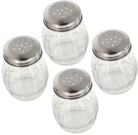 Milisten Salt Pepper Set 4 Pcs Glass Spice Containers Large Holes Perfect for Kitchen Use