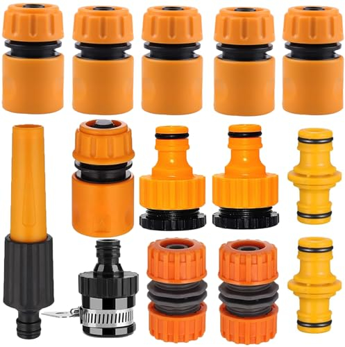 ATB-Foger 14 Gartenschlauch Anschluss Kit Schlauchende Schnellanschluss, Schlauch Reparatur Anschluss, Schlauch Waterstop Connector, Double Male Snap Connector, 2in1 Threaded Tap Connector etc