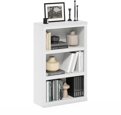 Furinno Rail 3-stufiges Bücherregal mit offenem Regal, Weiß