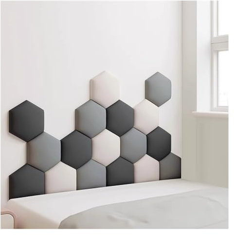 Wzmazingly 17 Stück Polsterpaneel Wand, Hexagon Selbstklebend Kindergarten Dekor Wandpaneele, 3D Anti-Kollisions Wandmontage Bett Kopfteil Wandpolster (Color : C, Size : 120x70cm)