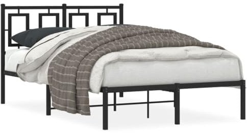 Rantry Robustes Stahl-Bettgestell mit Lattenrost, Schwarz, 207x125x91 cm - Für Schlafzimmer und Gästezimmer Model374239