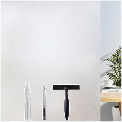Windimiley Fensterfolie Blickdicht Sichtschutzfolie Fenster, Milchglasfolie Selbstklebend Statisch haftend, UV-Schutz Sichtschutz Glasfolie für Heimbüro Badezimmer Küche Matt 60 x 200 cm