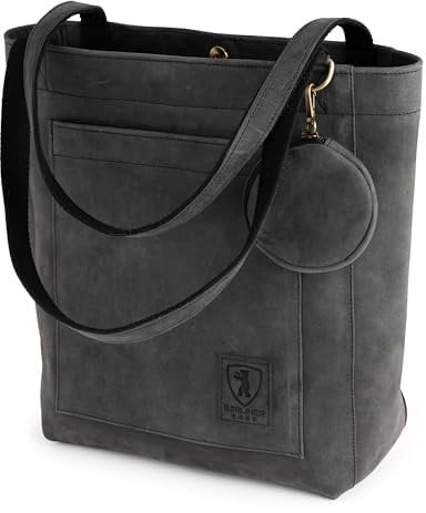 Berliner Bags Vintage Shopper Tasche Damen Seville, Tote Bag, Handtasche aus Leder, Schultertasche für Damen – Dunkelgrau