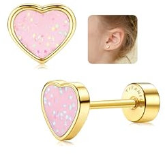 LOLIAS 20G Titan Herz Ohrstecker Ohrringe Für Mädchen Damen14K Gold Süße Kleine Pailletten Ohrstecker Hypoallergene Ohrringe Geschenke Mädchen Knorpel Tragus Ohrstecker Ohr Piercing