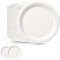 yayafunfun 7inch White Paper Plates Compostable Plates,100Pcs Sturdy Sugarcane Party Paper Plate,Eco-Friendly Super Rigid Biodegradable Bagasse Plates,Heavy Duty Strong Disposable Plates for Party
