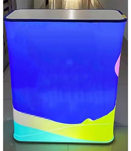 Messe Theke Empfangstheke Pop-up-Messetisch mit LED-Beleuchtung, Tragbarer Werbe-Messe-Ausstellungsstand mit Tragetaschen, Ovaler, Rechteckiger Messestand-/Event-Schreibtisch(W 40cm/15.7 x L 80cm/31.