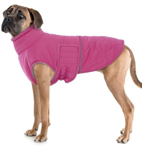 MHaustlie 3XL Hundewarmemantel, Wintermantel für große Hunderassen Hundejacke mit hohem Kragen Fleece-Mantel für Hunde im Schnee Hundewinterbekleidung für Labrador, Dobermann, Schäferhund (Rosa, 3XL)