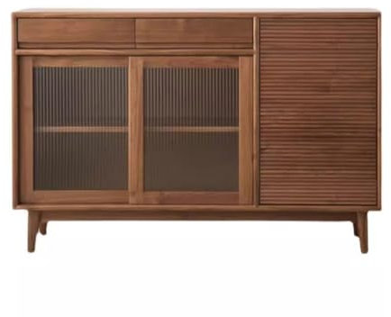 Guernsey Woollens Anrichte Retro Einfaches Nussbaum-Sideboard for Zuhause, Wohnzimmer, Massivholz, Stauraum, Stauraum Buffetschrank