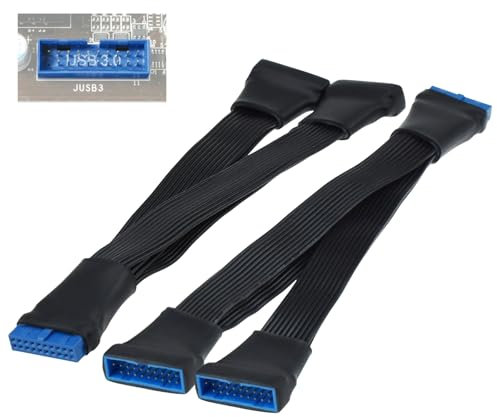 SATUY 2Pcs USB 3.0 Header Splitter Extension Cable, 19/20 Pin 1 to 2 Y Internal Hub Splitter, Internal Adapter DIY-Cable for Motherboard (5.9 inch)