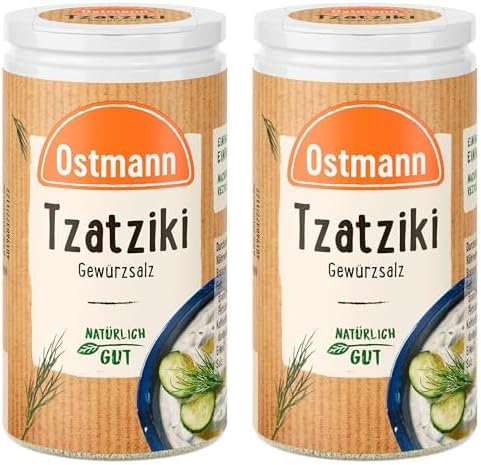 Ostmann Gewürze - Tzatziki Gewürzsalz | Griechisches Gewürz für lecker, knoblauchige Dips | 60 g in der Streudose (Packung mit 2)