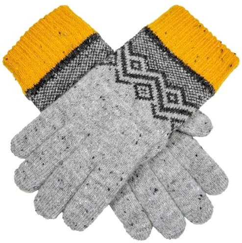 Dents Womens Geometric Knitted Gloves - Dove Grey