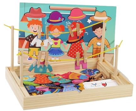 Wichtel Wäscheleine, Wichtel Kleidung Miniatur, Passendes Spiel Für Kinder, Wäscheständer Für Kleidung, Anziehspielzeug, Logisches Denken, Wechseln Von Kleidung, Aufhängen Von Kleidun