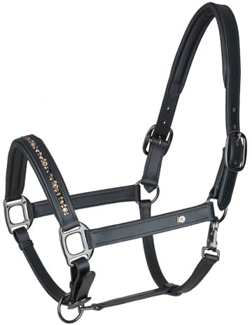 WALDHAUSEN Lederhalfter Crystal, schwarz/grau, WB