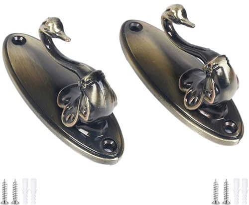PVYGDXYI Kleiderhaken Little Swan, Vorhanghaken, Tür- und Fensterhaken, Zinklegierung, Tier-Kleiderhaken für Jacken, Mäntel, Schals, Handtaschen usw. (Bronze, 83 mm)