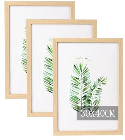 KPYZLBD 3 Stück Bilderrahmen Holz 30x40cm, Mit Acrylglas für Kinderzeichnungen, Kunstwerken, Schwarz, Aufhängen