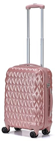 RMW Suitcase Large Hard Shell | Trolley Suitcases | 3 Digit Combination Lock| 4 Dual Spinner Wheels | Lightweight | Hold Check in Luggage | Aluminum Telescopic Handle (Rose Gold, Cabin 20)