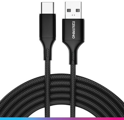 Oniverse Cable USB C, cable de carga trenzado tipo A a tipo C, compatible con PS5 Pro Slim Xbox Series X|S Switch 2 PC MAC Android Iphone 15, 3 metros, carga rápida 2.4A - Negro