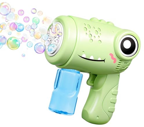Aischens Seifenblasenpistole Kinder, Dinosaurier Seifenblasenpistole mit Seifenblasenlösung, Seifenblasenmaschine Spielzeug für Jungen und Mädchen, Blasenspielzeug Geschenk für Geburtstag (Grün)