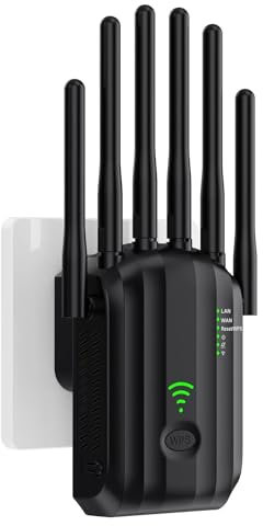 Ripetitore WiFi Potente per Casa,Amplificatore Wifi,6 Antenna,2 Porte LAN,Estensore Wi-Fi per Casa e Ufficio,Amplificatore segnale wifi,Extender WiFi Potente,Coverage up to 1200 m²,Plug and Play(U20)