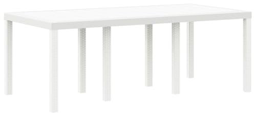 vidaXL Tavolo Rettangolare Bianco Moderno da Patio 2M Arredamento da Esterno per 8 Persone Resistente ai Raggi UV Impermeabile Facile da Montare Finitura Opaca Ideale per Uso da Pranzo in Giardino