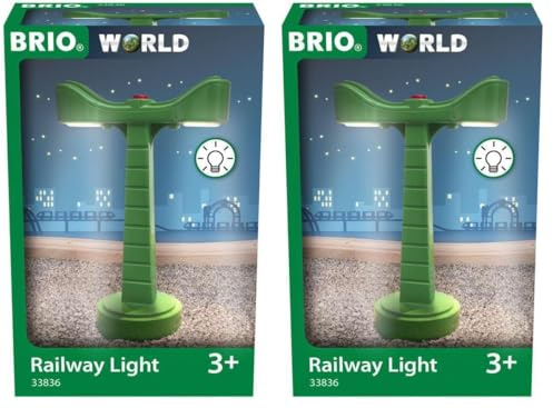 BRIO World 33836 LED-Schienenbeleuchtung - Zubehör Holzeisenbahn - Empfohlen ab 3 Jahren (Packung mit 2)