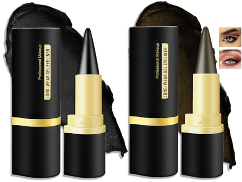 2PCS Gel Eyeliner Pencil Set – Brown & Black Long-Lasting Waterproof Eyeliners, Quick-Dry Matte Cream Formula, Smudge-Proof Eye Liner Sticks for All Eye Shapes